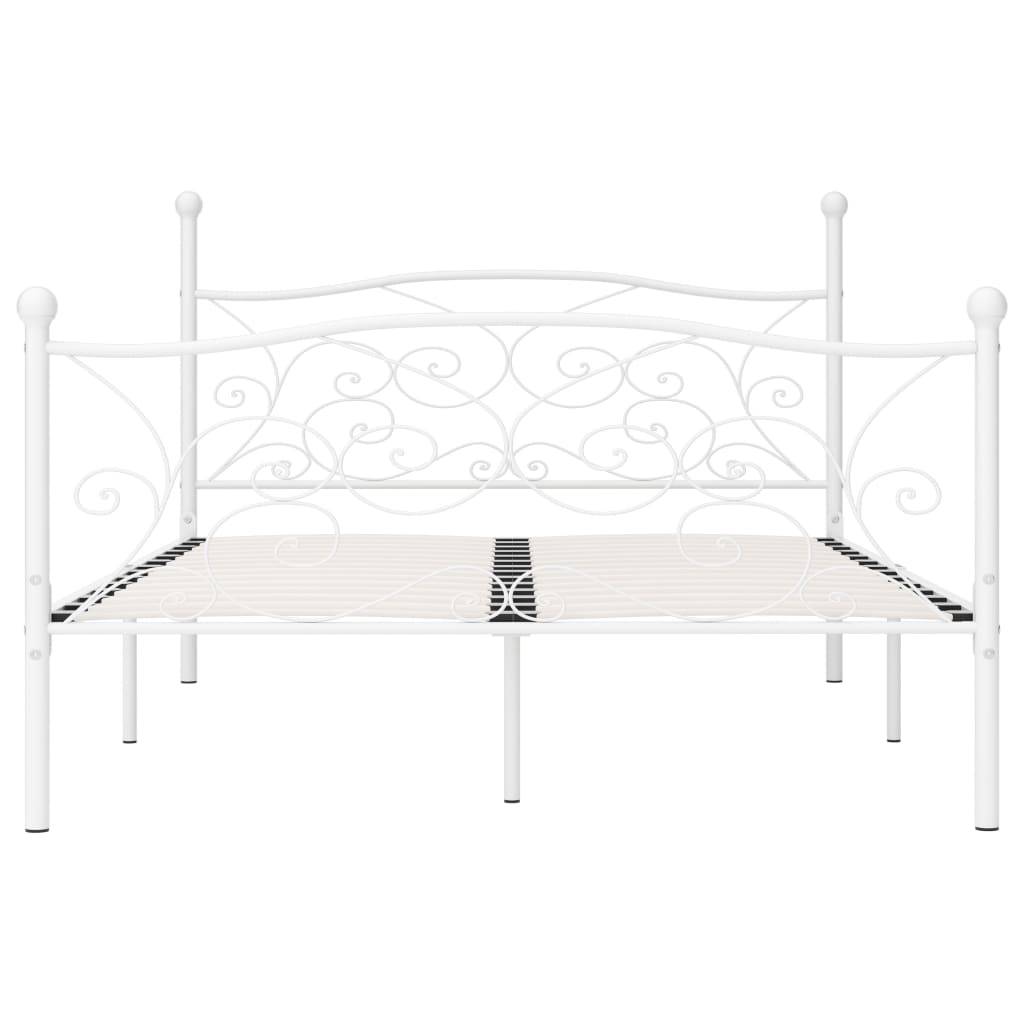 vidaXL Bettgestell mit Lattenrost Weiß Metall 140 × 200 cm