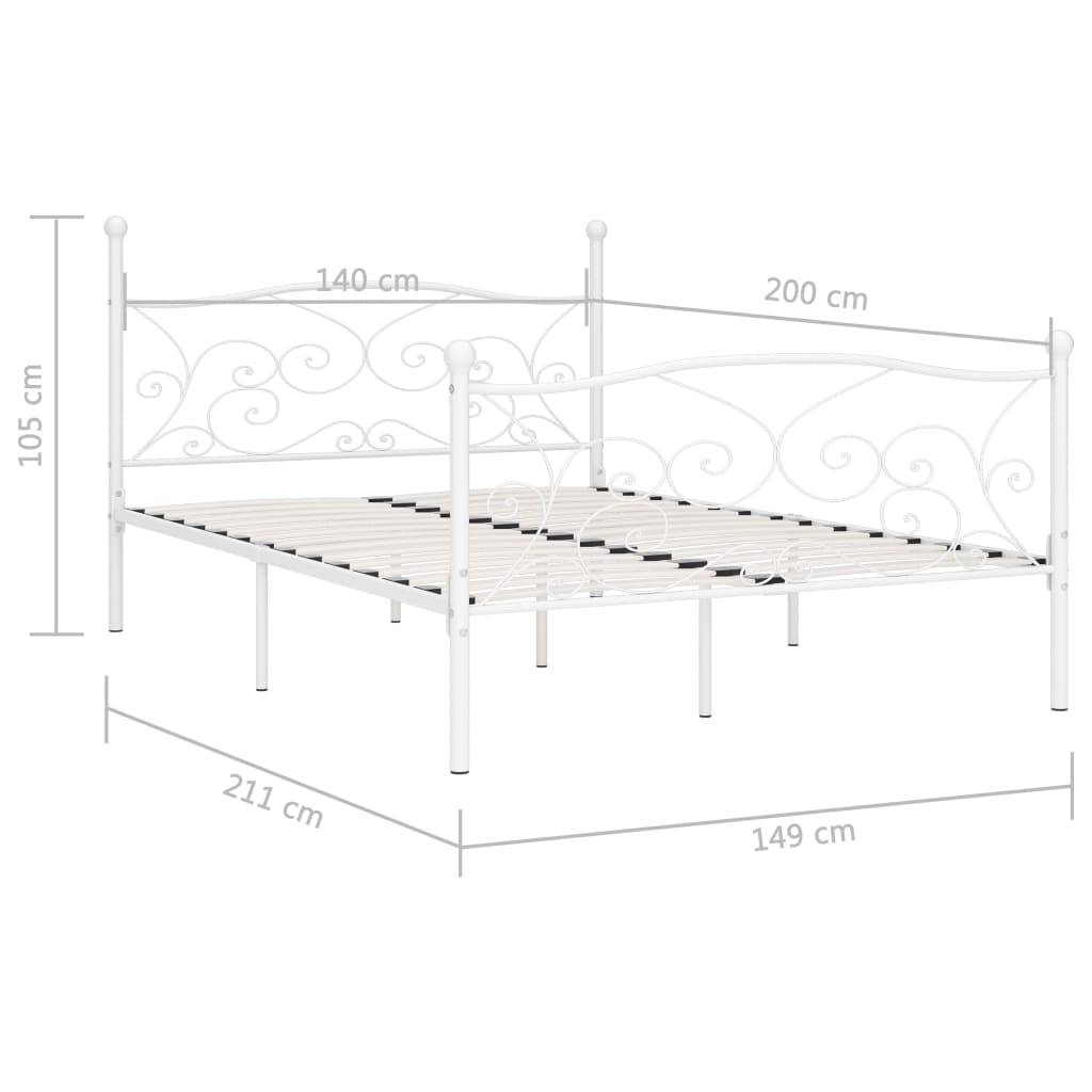 vidaXL Bettgestell mit Lattenrost Weiß Metall 140 × 200 cm