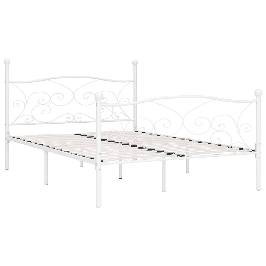 vidaXL Bettgestell mit Lattenrost Weiß Metall 140 × 200 cm