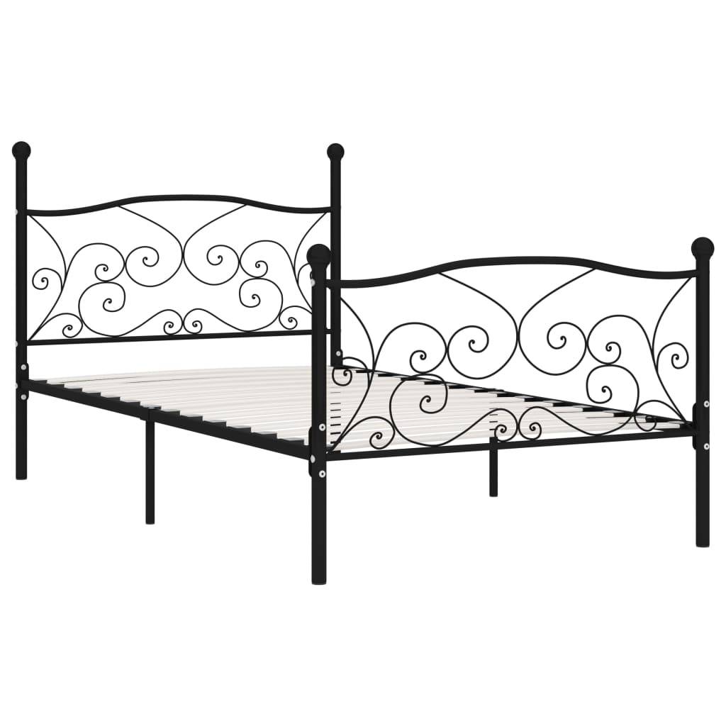 vidaXL Bettgestell mit Lattenrost Schwarz Metall 100 × 200 cm