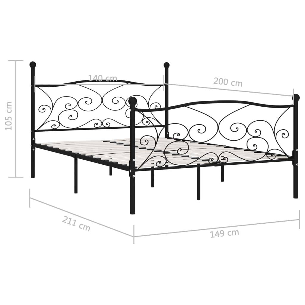 vidaXL Bettgestell mit Lattenrost Schwarz Metall 140 × 200 cm