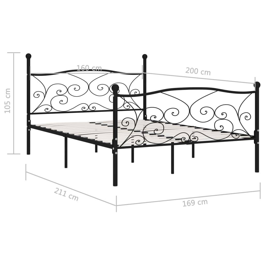 vidaXL Bettgestell mit Lattenrost Schwarz Metall 160 × 200 cm