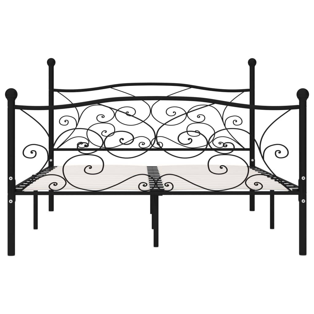 vidaXL Bettgestell mit Lattenrost Schwarz Metall 160 × 200 cm