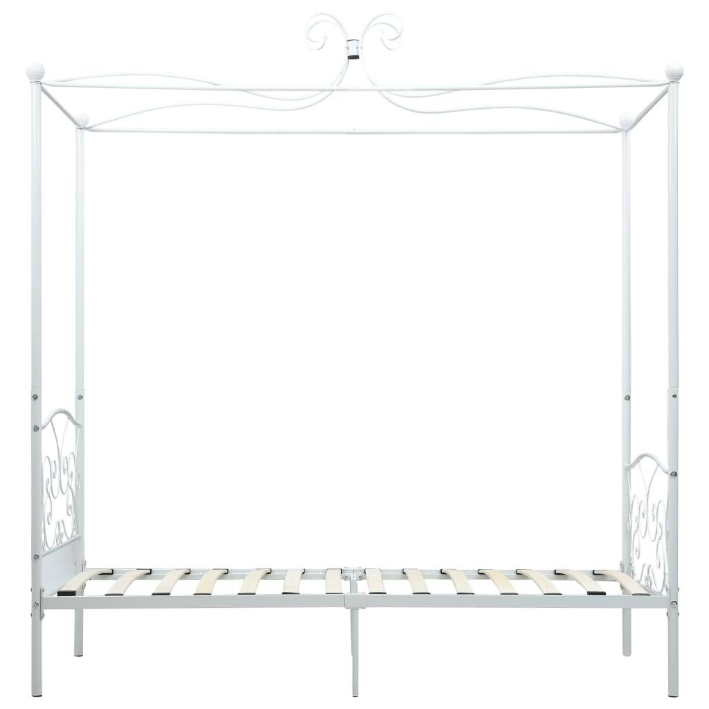 vidaXL Himmelbett-Gestell Weiß Metall 90 x 200 cm