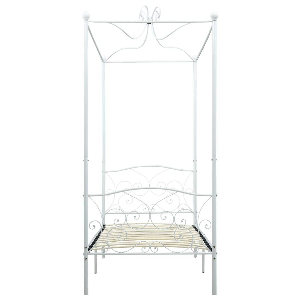 vidaXL Himmelbett-Gestell Weiß Metall 90 x 200 cm