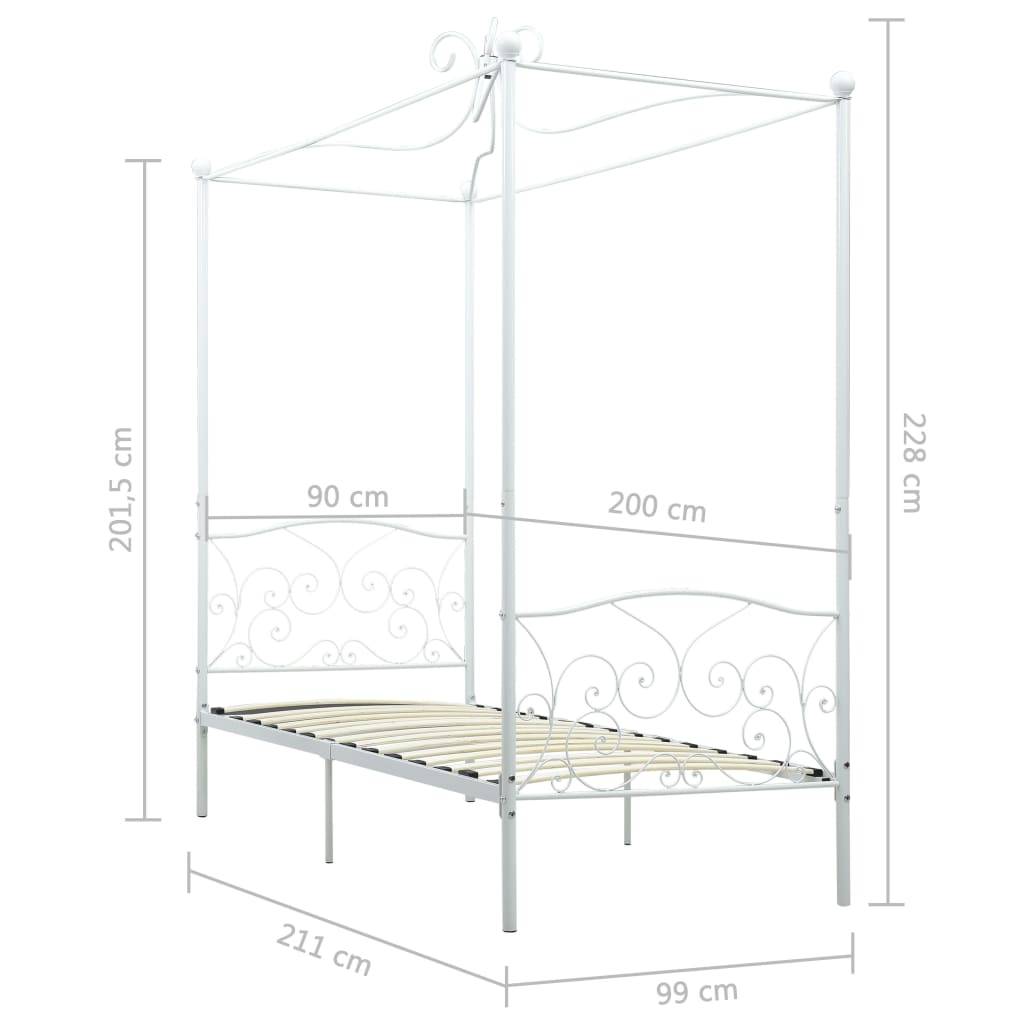 vidaXL Himmelbett-Gestell Weiß Metall 90 x 200 cm