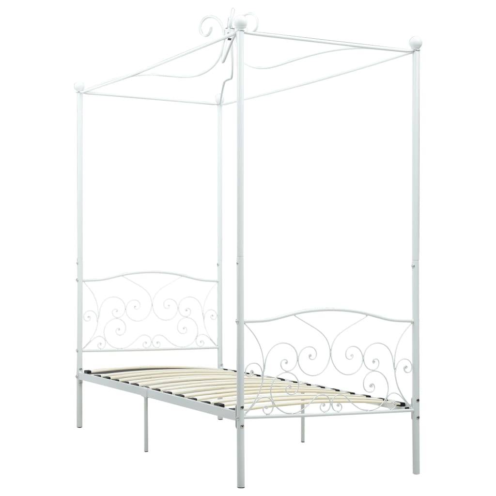 vidaXL Himmelbett-Gestell Weiß Metall 90 x 200 cm