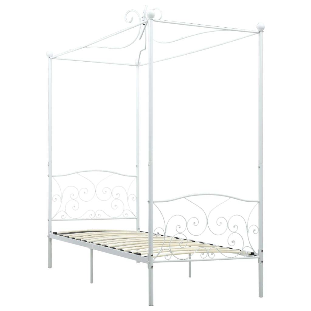 vidaXL Himmelbett-Gestell Weiß Metall 100 x 200 cm
