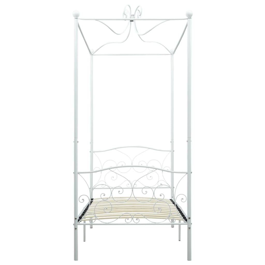 vidaXL Himmelbett-Gestell Weiß Metall 100 x 200 cm