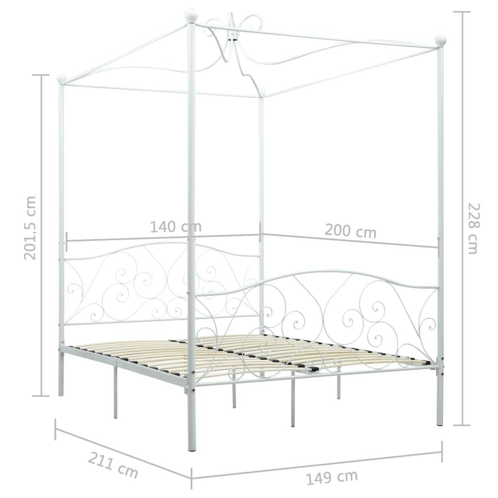 vidaXL Himmelbett-Gestell Weiß Metall 140 x 200 cm
