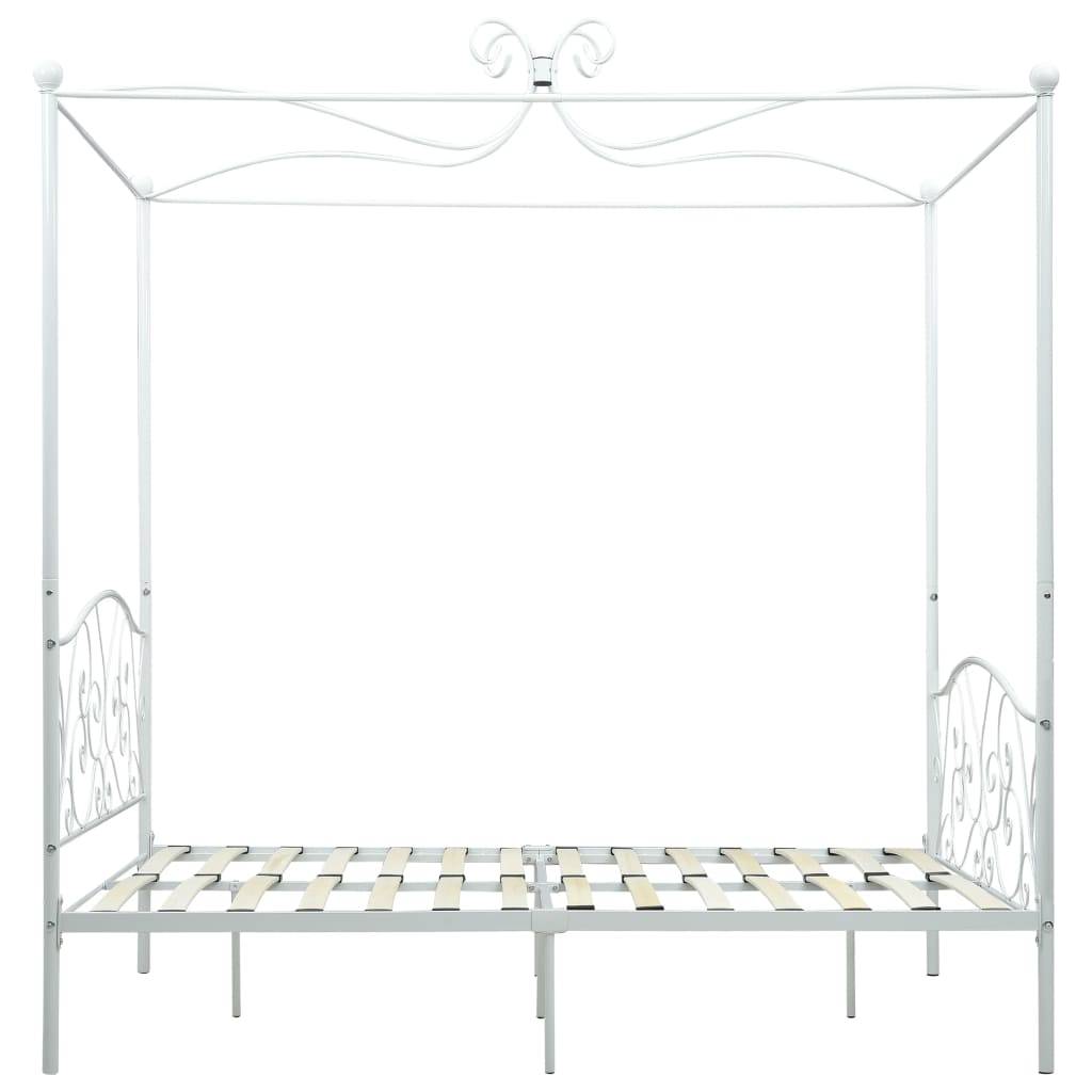 vidaXL Himmelbett-Gestell Weiß Metall 140 x 200 cm