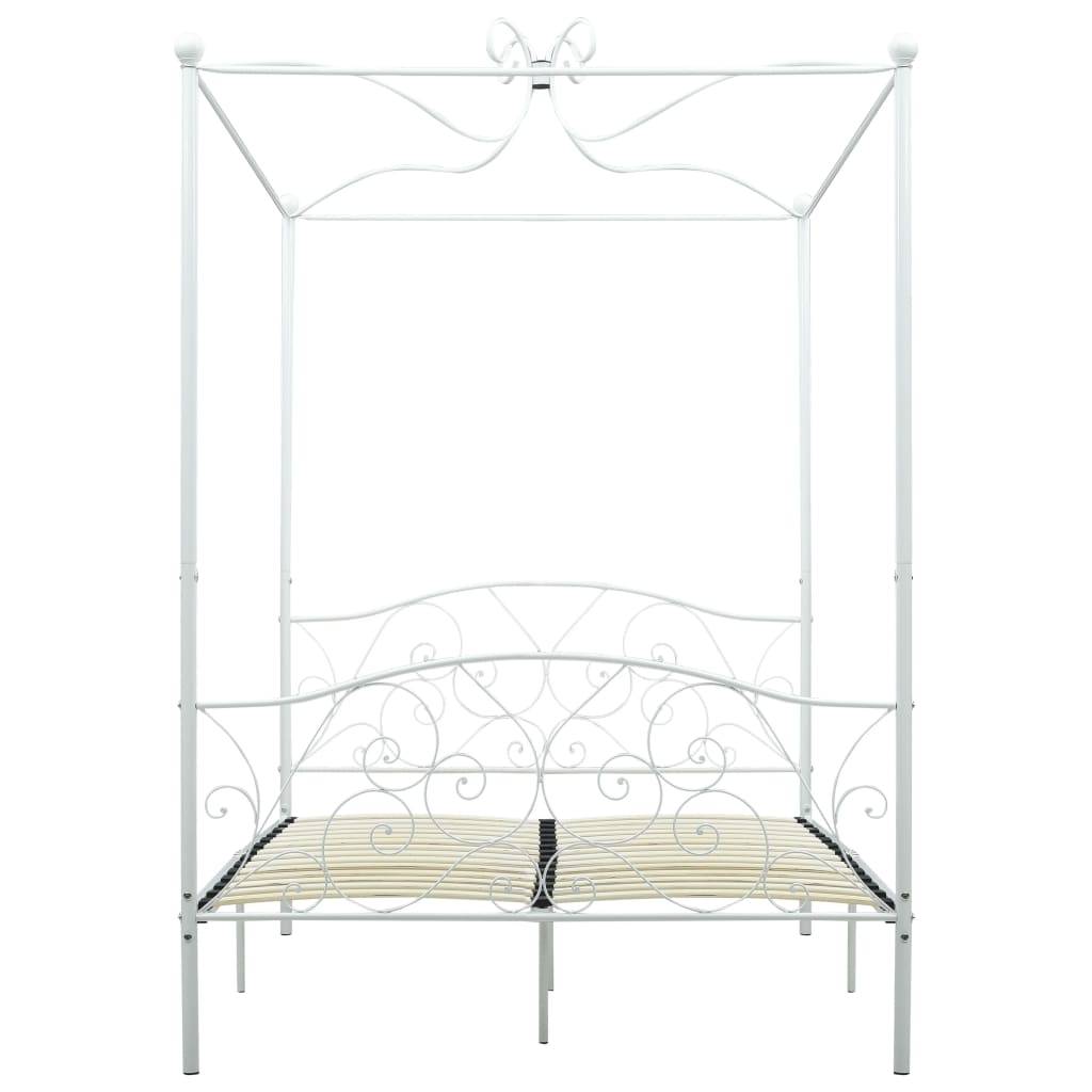 vidaXL Himmelbett-Gestell Weiß Metall 140 x 200 cm