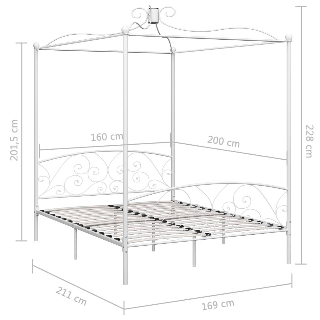 vidaXL Himmelbett-Gestell Weiß Metall 160 x 200 cm