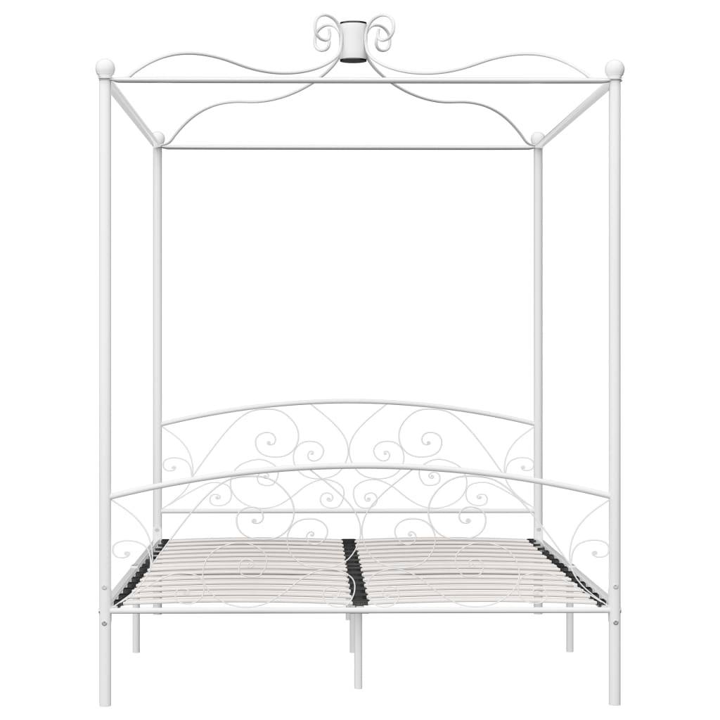 vidaXL Himmelbett-Gestell Weiß Metall 180 x 200 cm