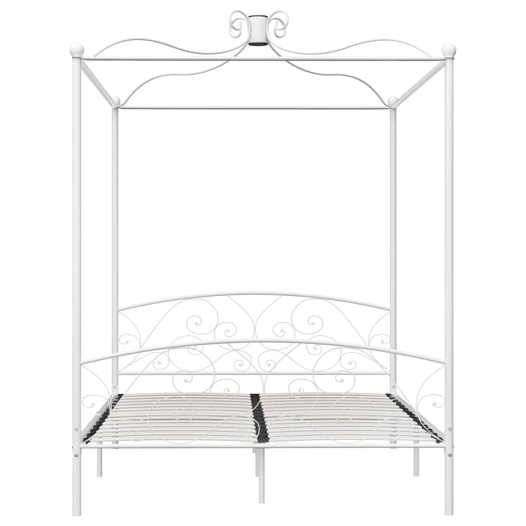 vidaXL Himmelbett-Gestell Weiß Metall 160 x 200 cm