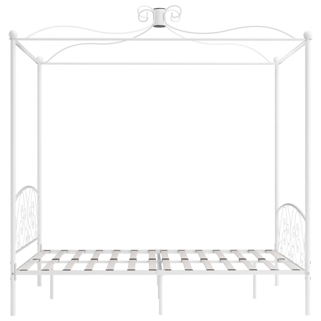 vidaXL Himmelbett-Gestell Weiß Metall 160 x 200 cm