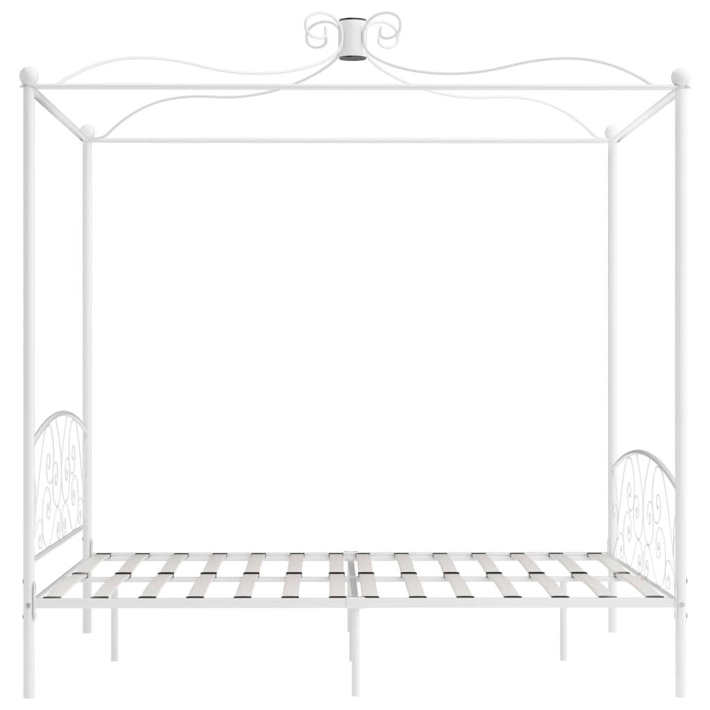 vidaXL Himmelbett-Gestell Weiß Metall 180 x 200 cm