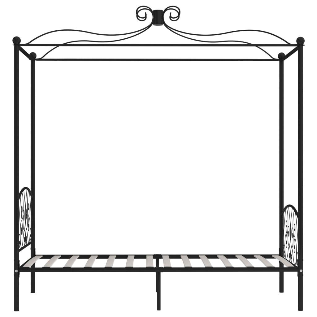 vidaXL Himmelbett-Gestell Schwarz Metall 100 x 200 cm