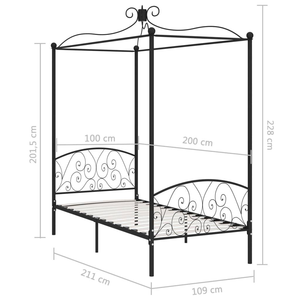 vidaXL Himmelbett-Gestell Schwarz Metall 100 x 200 cm
