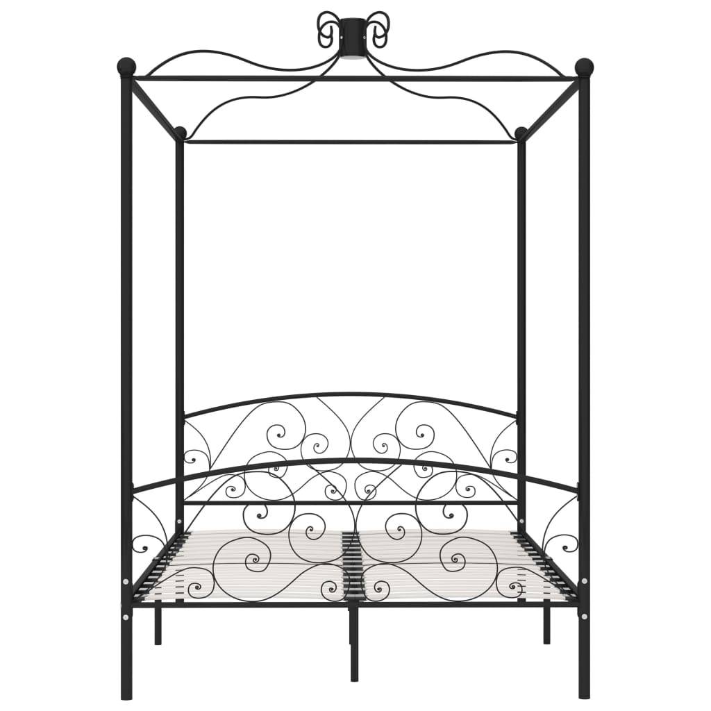 vidaXL Himmelbett-Gestell Schwarz Metall 140 x 200 cm