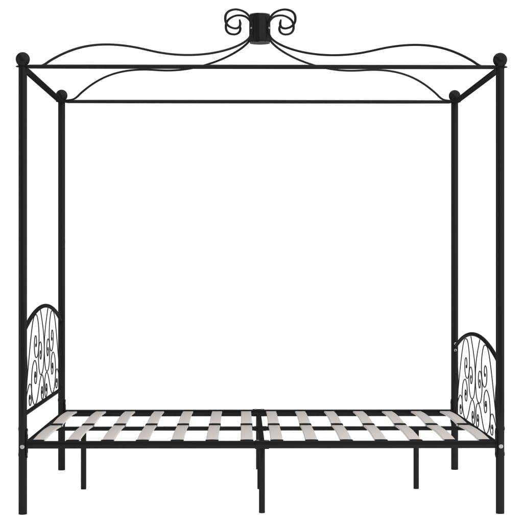 vidaXL Himmelbett-Gestell Schwarz Metall 140 x 200 cm