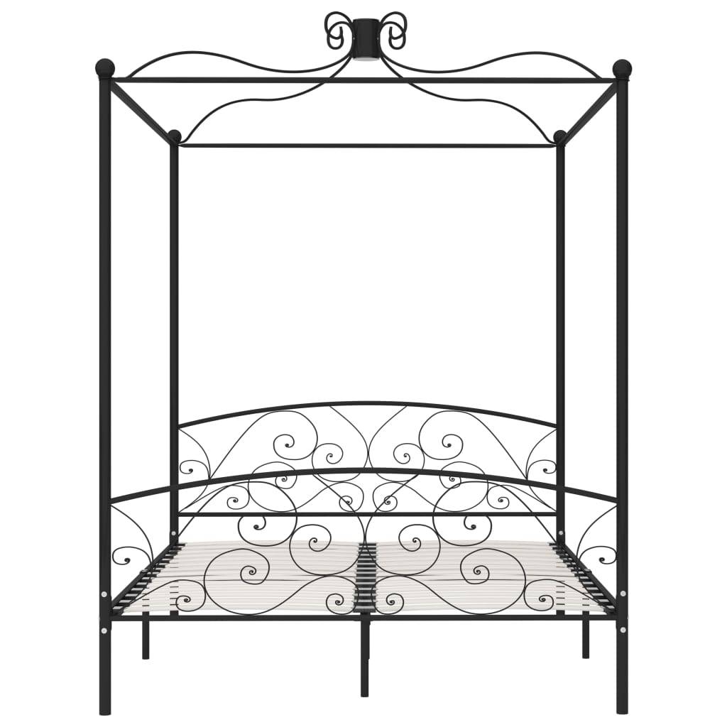 vidaXL Himmelbett-Gestell Schwarz Metall 180 x 200 cm