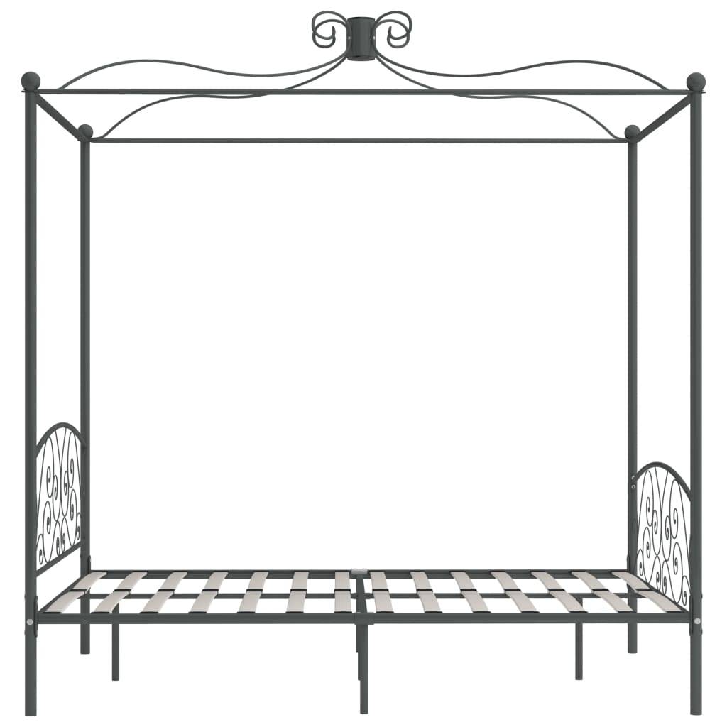 vidaXL Himmelbett-Gestell Grau Metall 140 x 200 cm