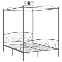 vidaXL Himmelbett-Gestell Grau Metall 180 x 200 cm vidaXL Himmelbett-Gestell Grau Metall 180 x 200 cm