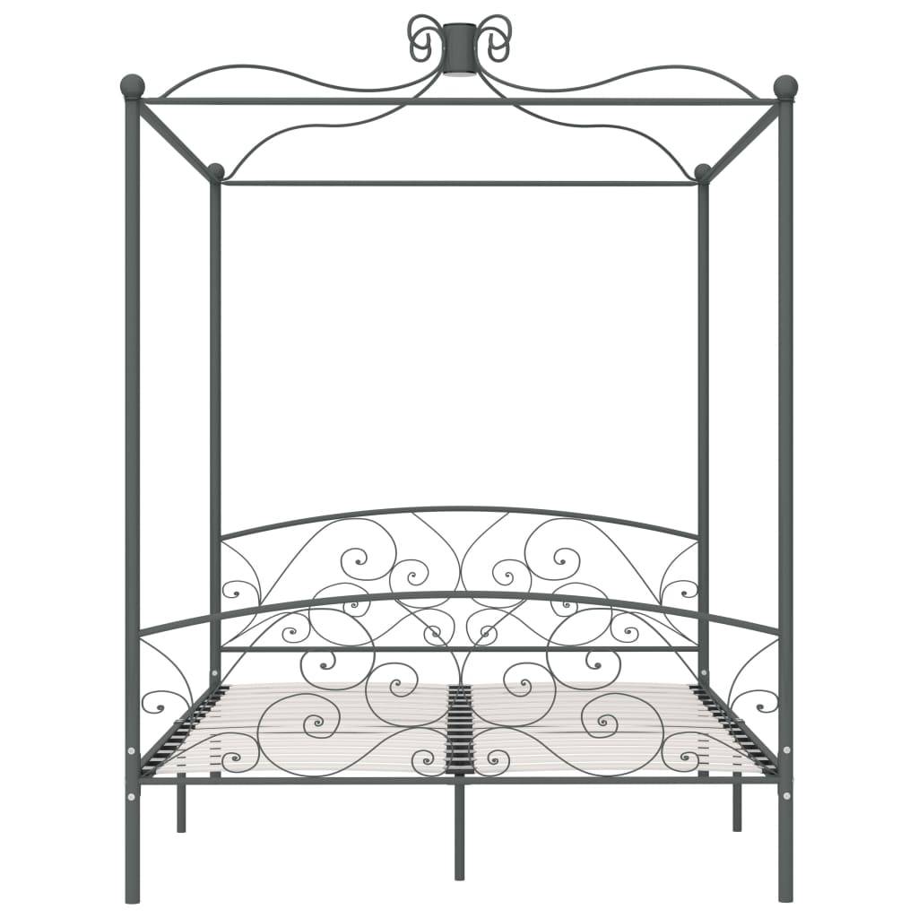 vidaXL Himmelbett-Gestell Grau Metall 180 x 200 cm