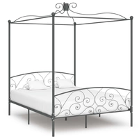 vidaXL Himmelbett-Gestell Grau Metall 180 x 200 cm vidaXL Himmelbett-Gestell Grau Metall 180 x 200 cm
