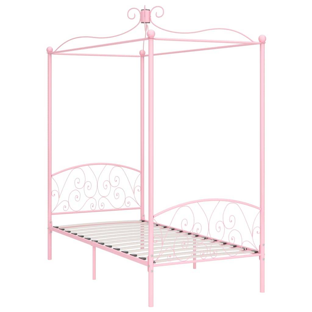 vidaXL Himmelbett-Gestell Rosa Metall 90 x 200 cm