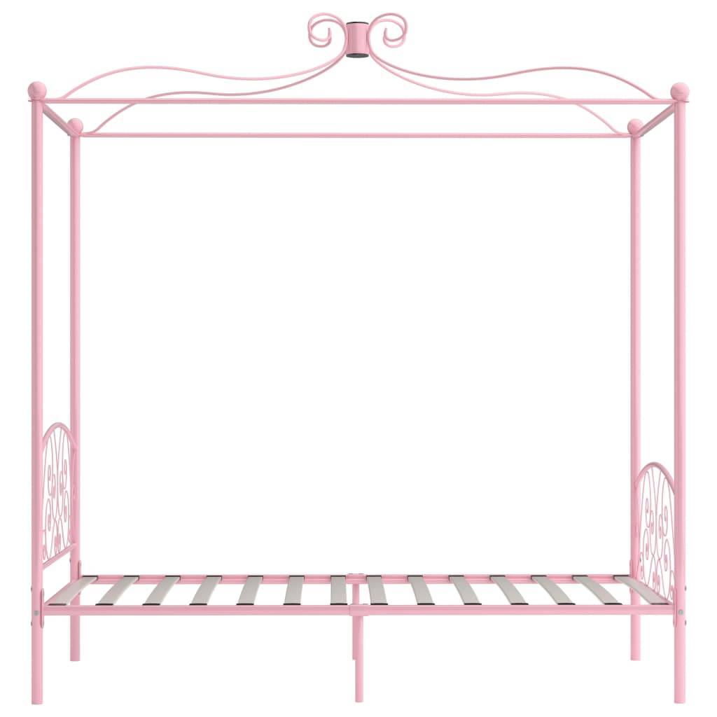 vidaXL Himmelbett-Gestell Rosa Metall 90 x 200 cm
