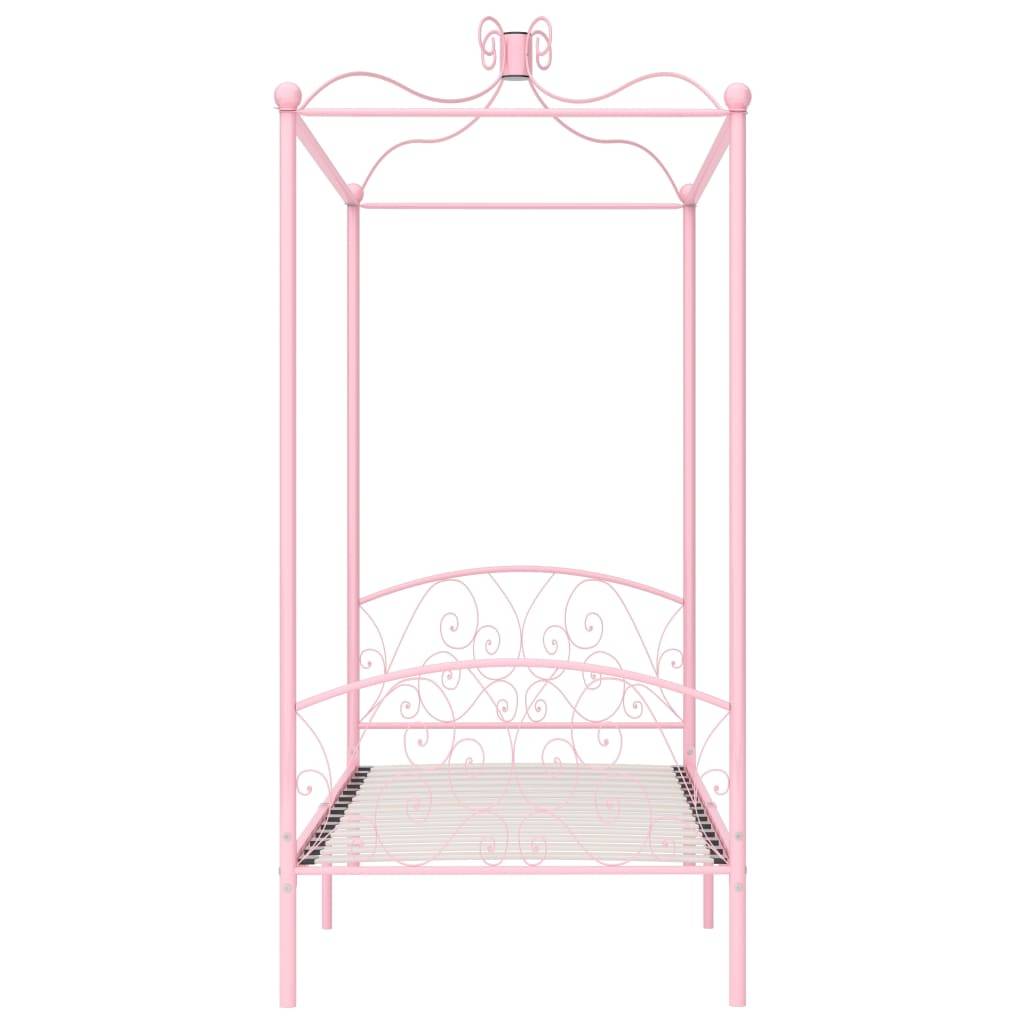 vidaXL Himmelbett-Gestell Rosa Metall 90 x 200 cm
