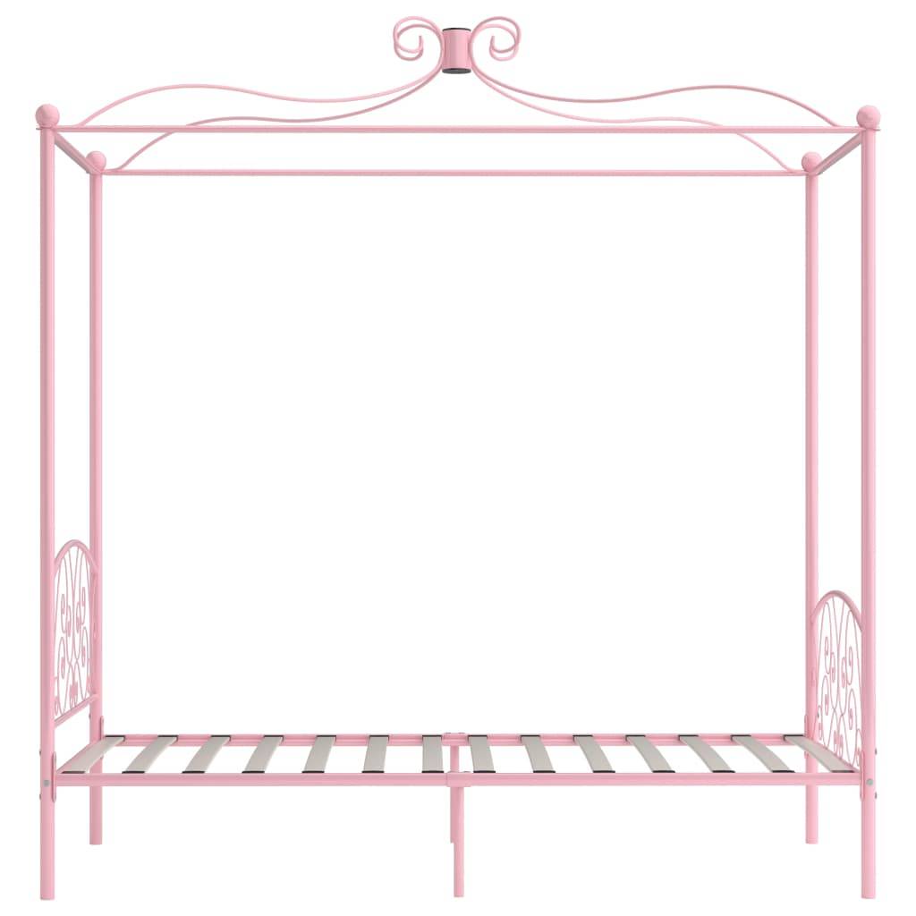 vidaXL Himmelbett-Gestell Rosa Metall 100 x 200 cm