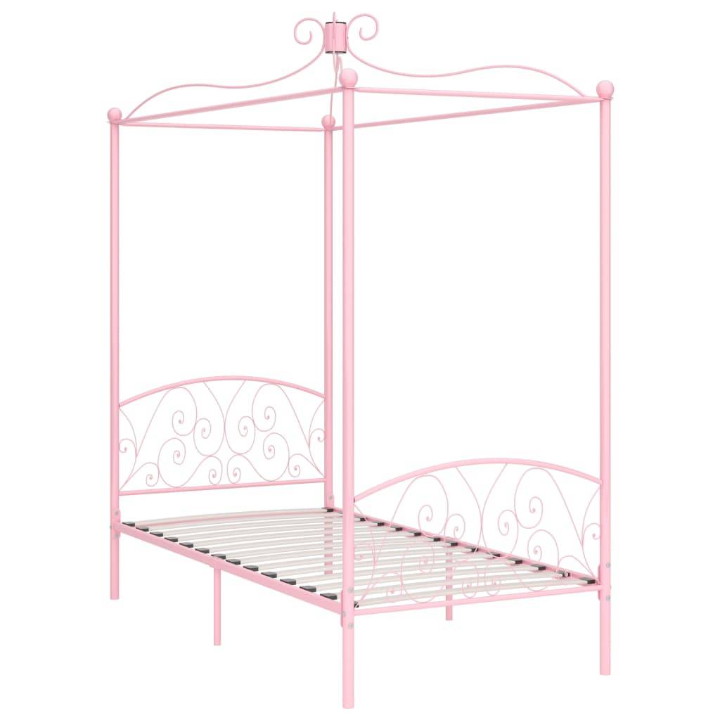 vidaXL Himmelbett-Gestell Rosa Metall 100 x 200 cm