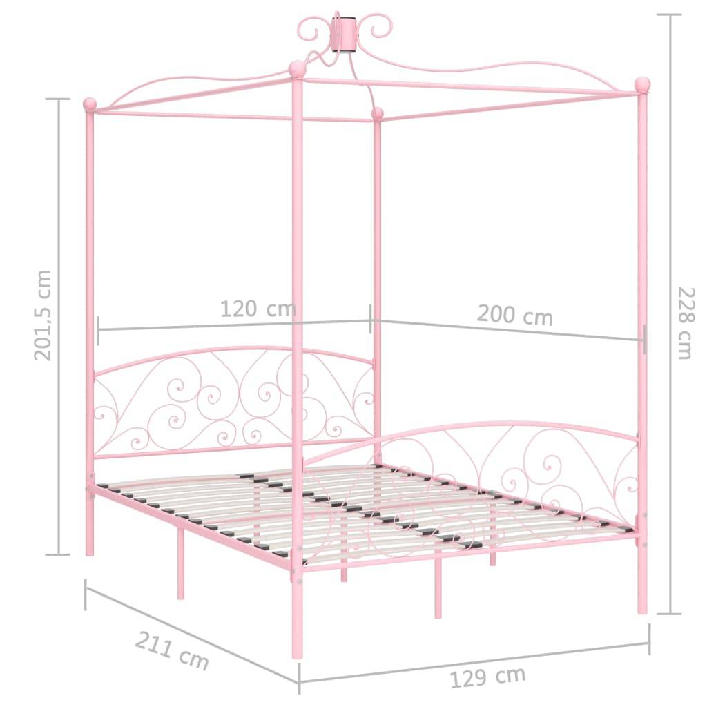 vidaXL Himmelbett-Gestell Rosa Metall 120 x 200 cm
