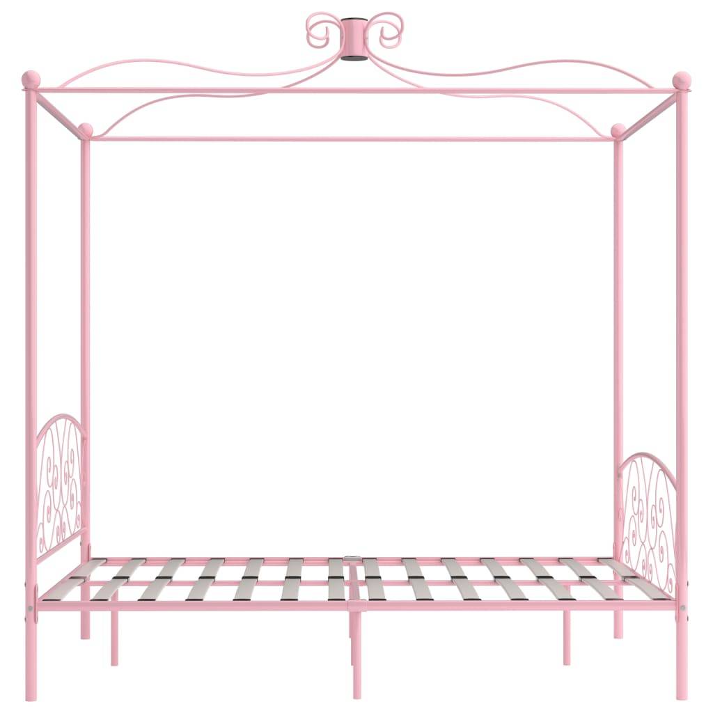 vidaXL Himmelbett-Gestell Rosa Metall 120 x 200 cm