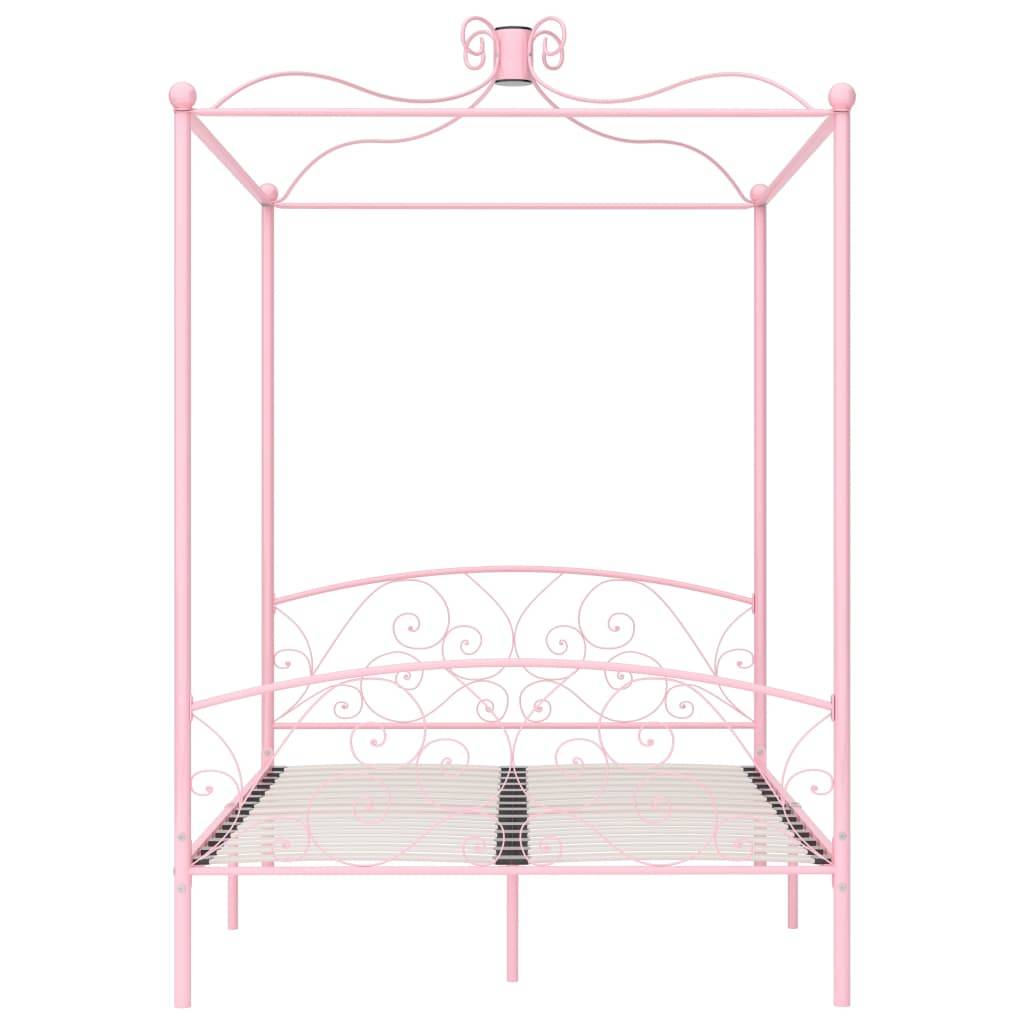 vidaXL Himmelbett-Gestell Rosa Metall 140 x 200 cm