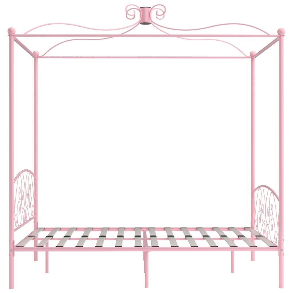 vidaXL Himmelbett-Gestell Rosa Metall 160 x 200 cm