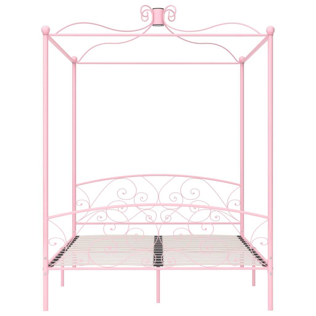 vidaXL Himmelbett-Gestell Rosa Metall 160 x 200 cm