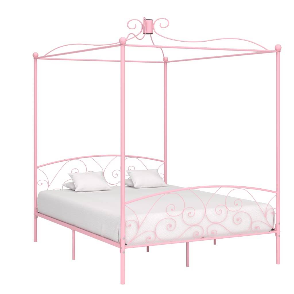 vidaXL Himmelbett Rosa Metall 180x200 cm