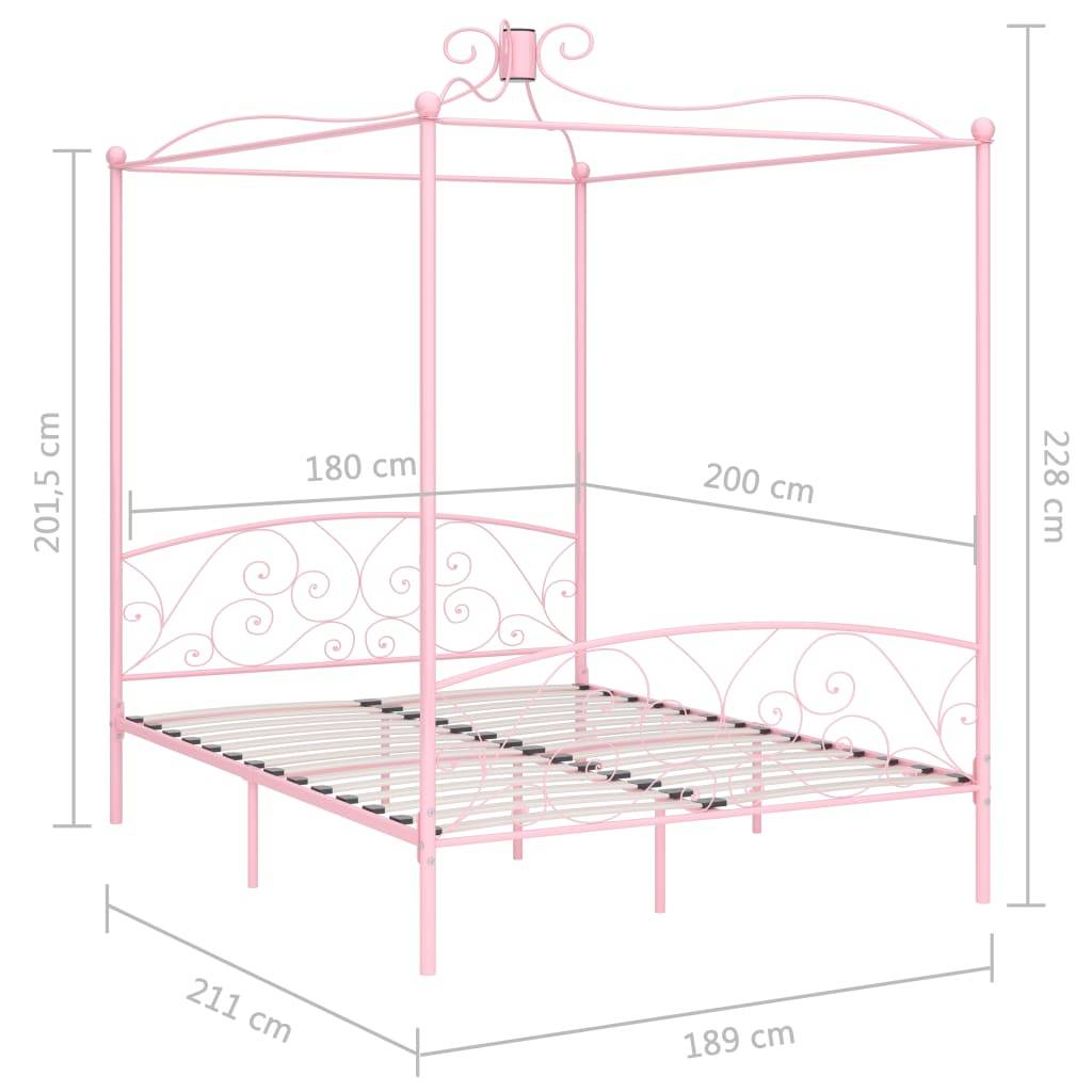 vidaXL Himmelbett Rosa Metall 180x200 cm