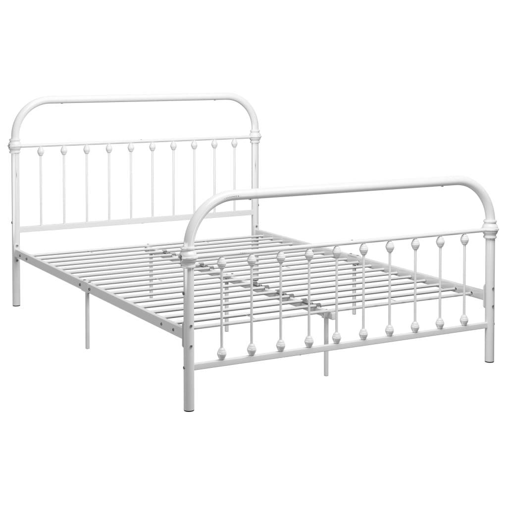 vidaXL Bettgestell Weiß Metall 160×200 cm