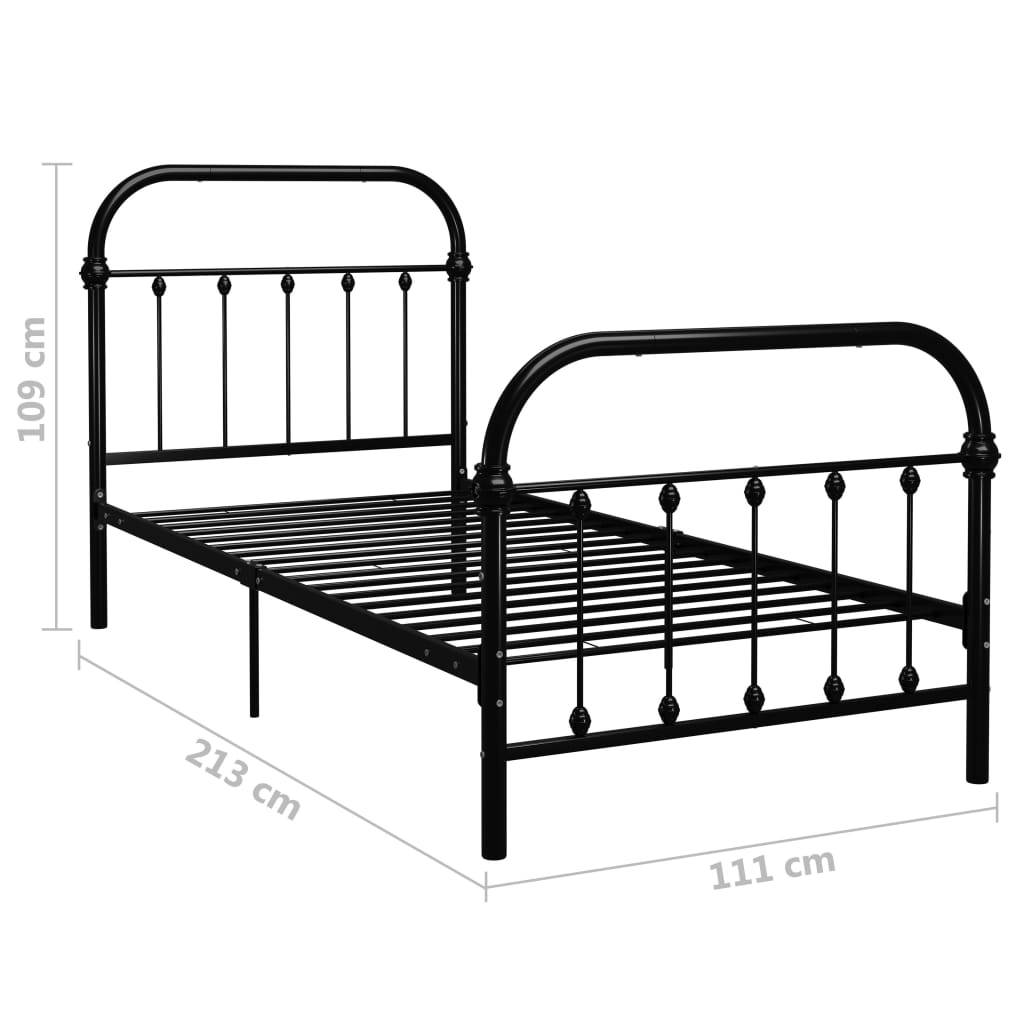 vidaXL Bettgestell Schwarz Metall 100 × 200 cm