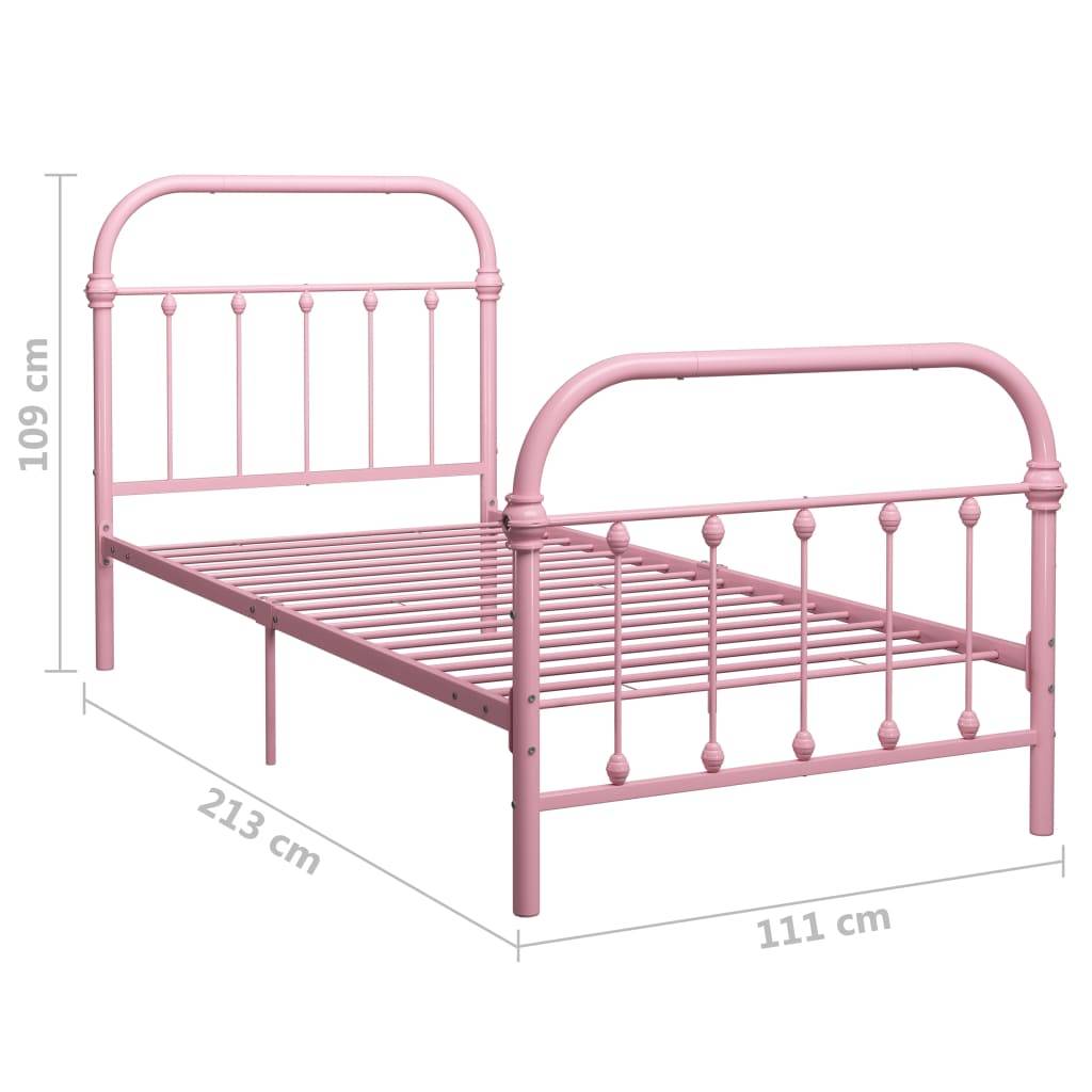 vidaXL Bettgestell Rosa Metall 100 × 200 cm
