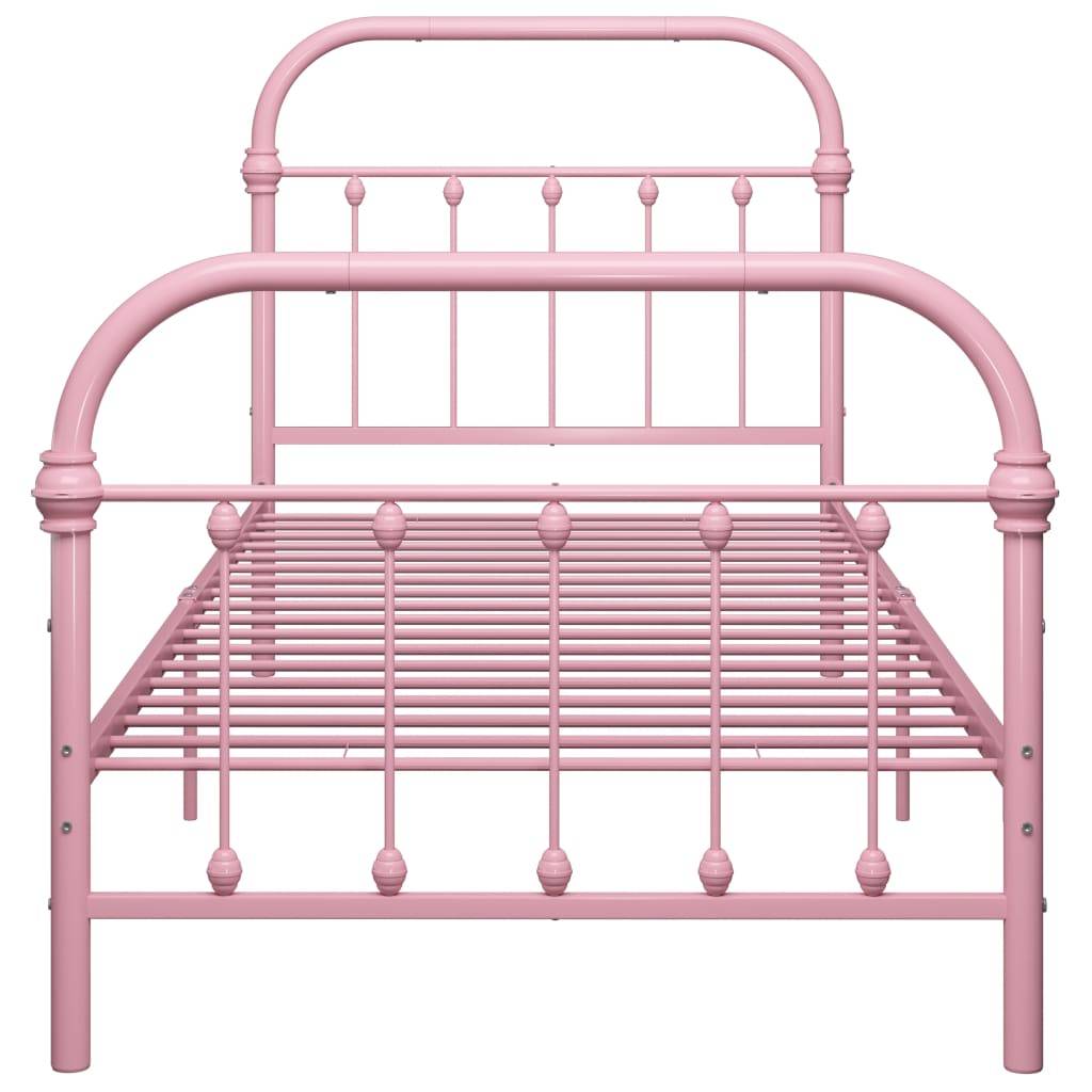 vidaXL Bettgestell Rosa Metall 100 × 200 cm