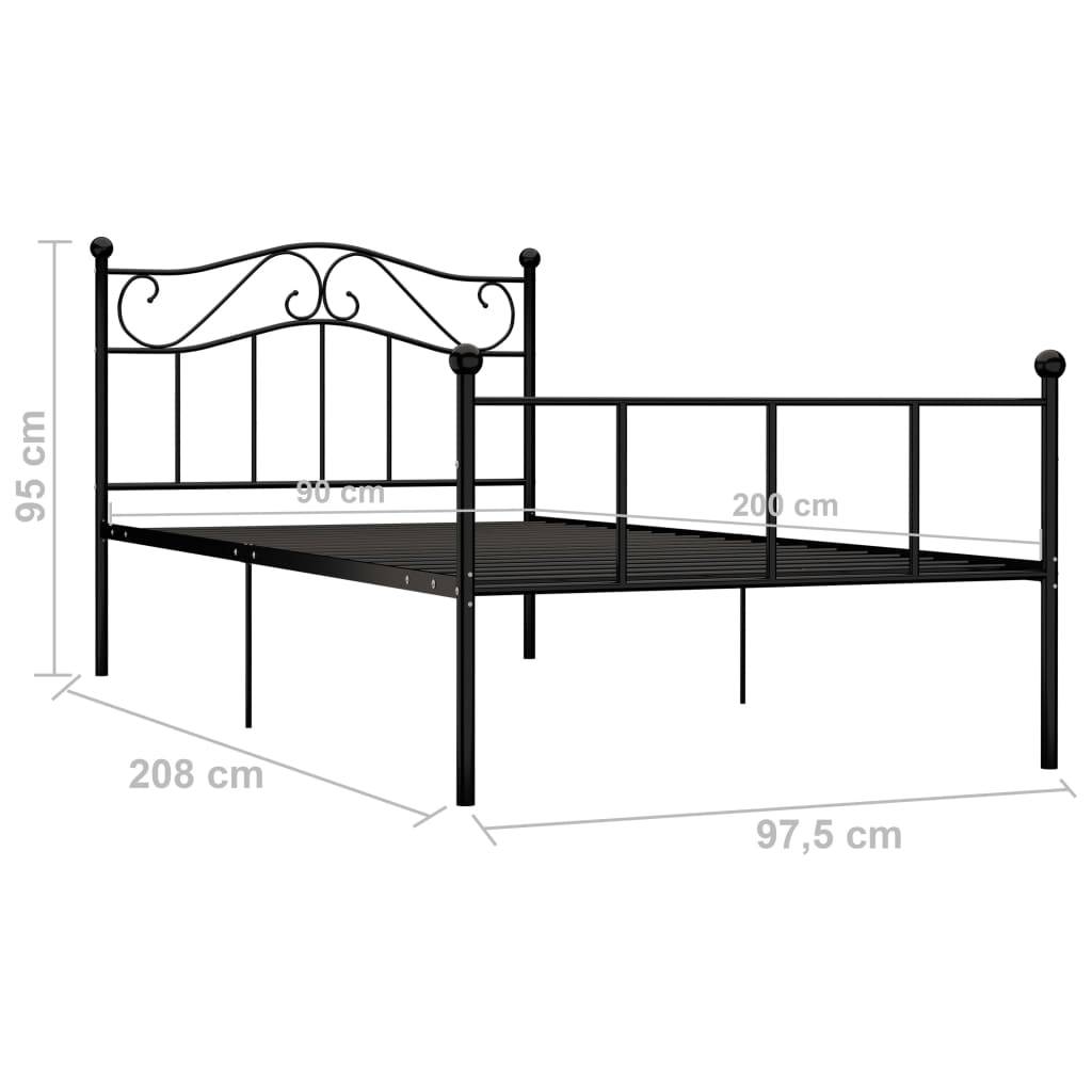 vidaXL Bettgestell Schwarz Metall 90×200 cm