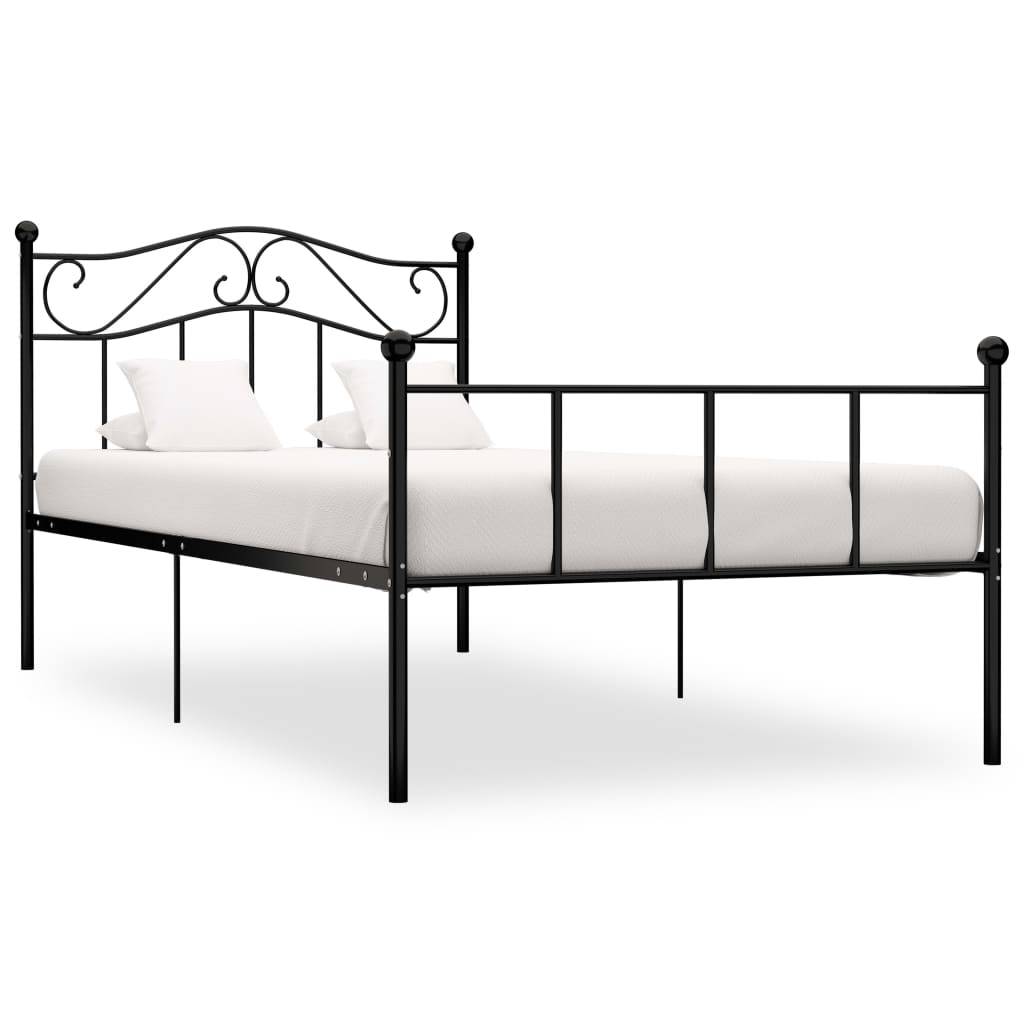 vidaXL Bettgestell Schwarz Metall 100 × 200 cm