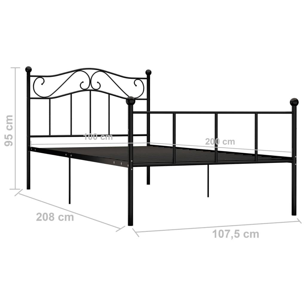 vidaXL Bettgestell Schwarz Metall 100 × 200 cm