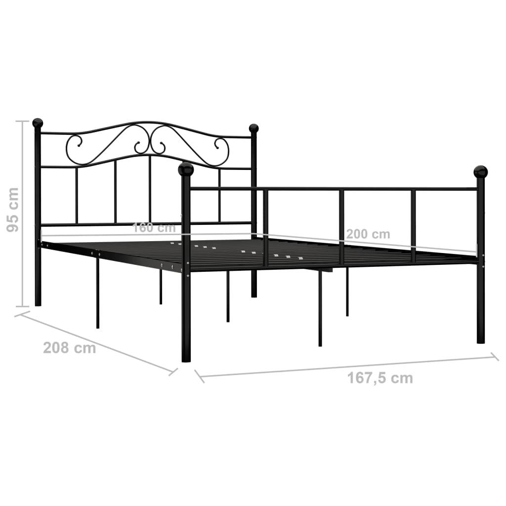 vidaXL Bettgestell Schwarz Metall 160×200 cm